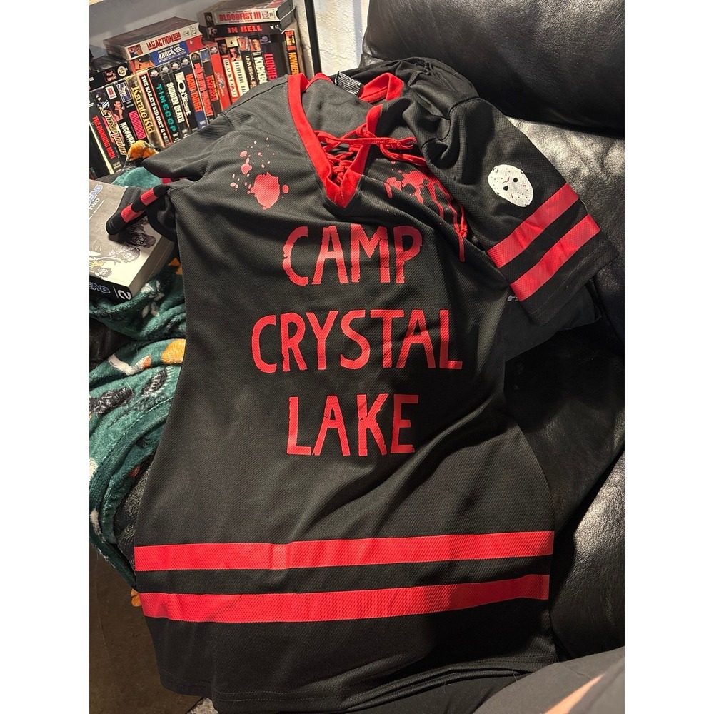 Friday the 13th Camp Crystal Lake Hockey Jersey Dress Jason Voorhees Black Red M